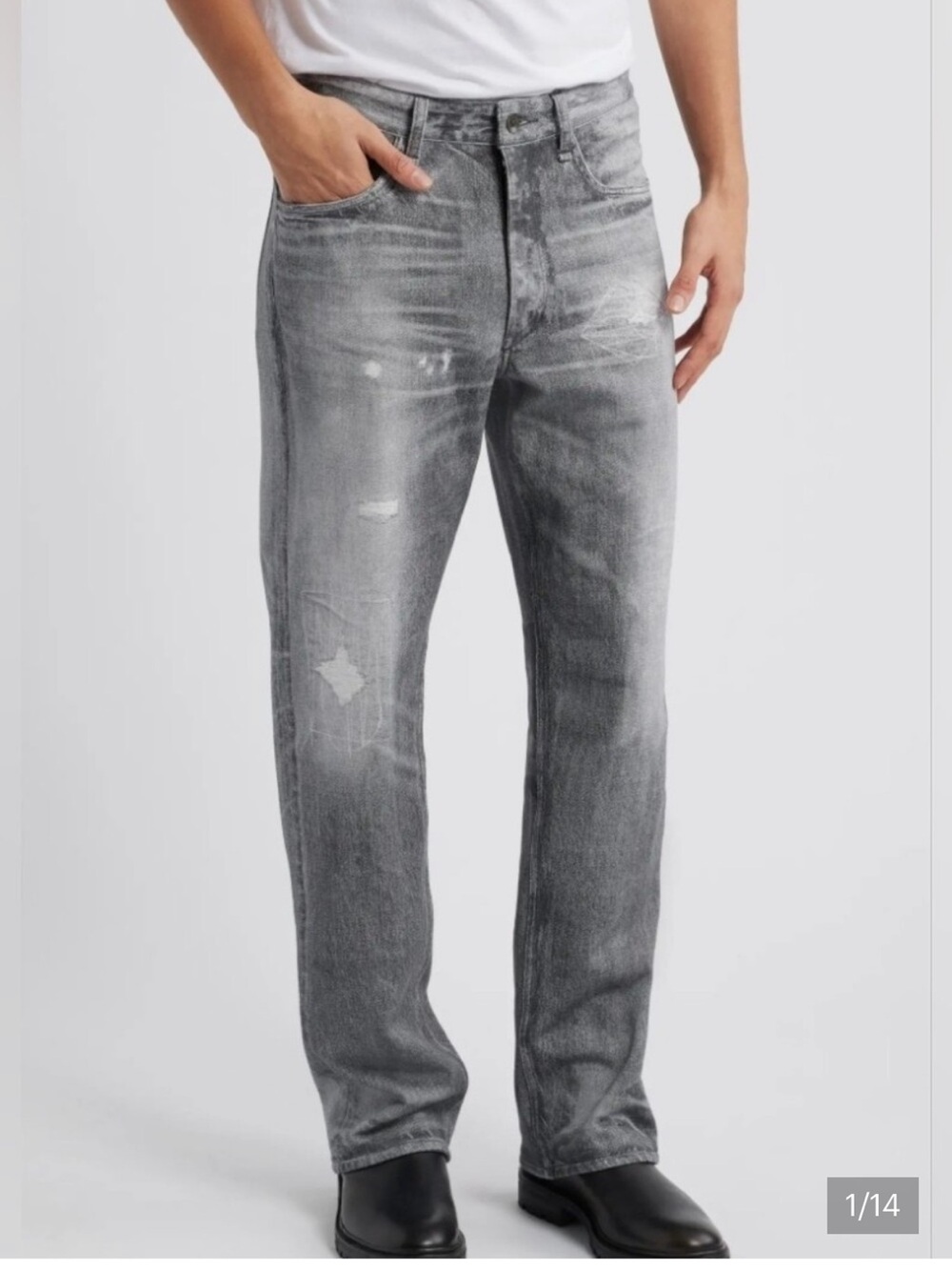 Rag & Bone Men's Miramar Gray Distressed Sweatpant-Jeans, Never Worn